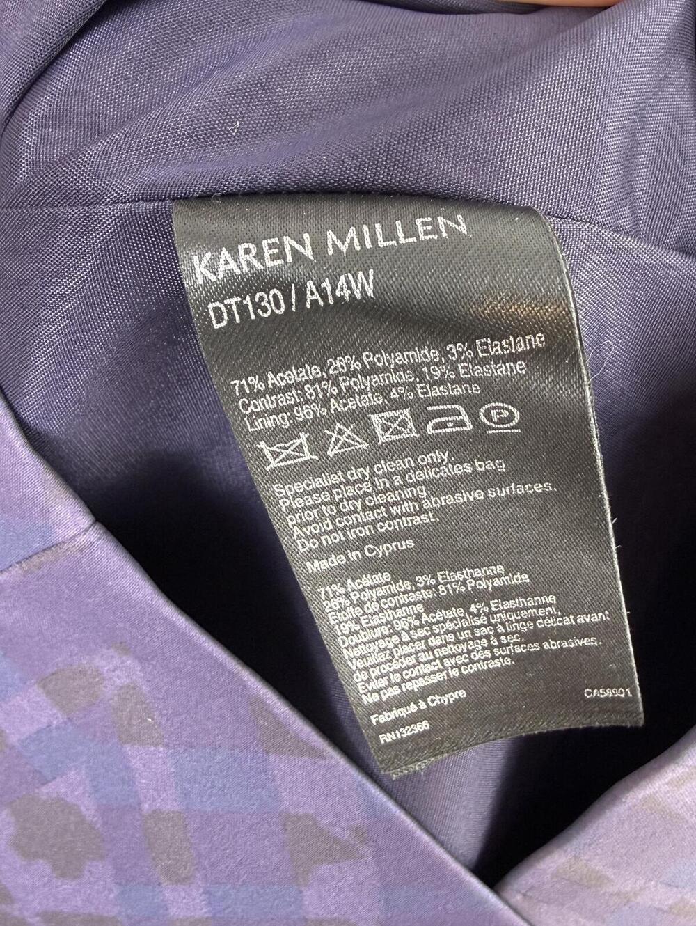 Karen Millen Blue and Black Mesh Zigzag Check Knee Length Dress - Size - 10 - Picture 5 of 7